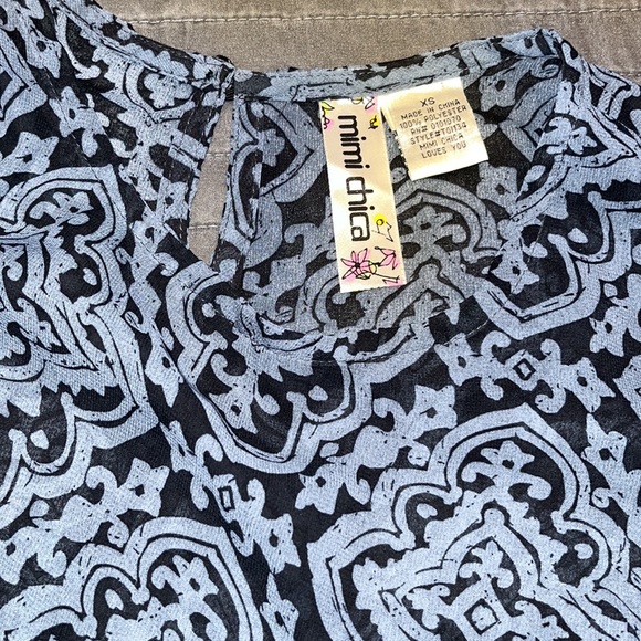 DONATING SOON Mimi Chica Sheer Blue Bell Sleeve Shirt Size XS - Picture 7 of 7